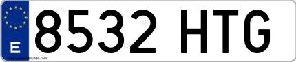 Ejemplo de matrícula española 8532 HTG