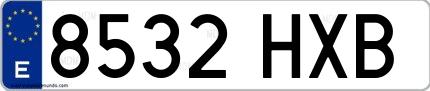 Ejemplo de matrícula española 8532 HXB
