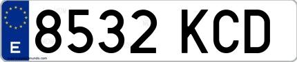 Ejemplo de matrícula española 8532 KCD
