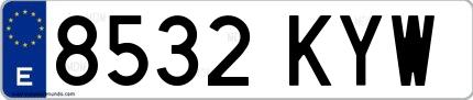 Ejemplo de matrícula de coche ordinaria 8532 KYW