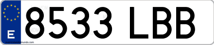 Ejemplo de matrícula de coche ordinaria 8533 LBB