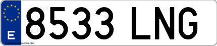Ejemplo de matrícula de coche ordinaria 8533 LNG