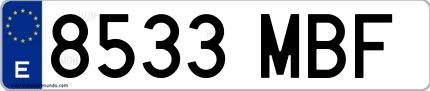 Ejemplo de matrícula española 8533 MBF