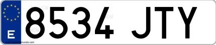 Ejemplo de matrícula española 8534 JTY