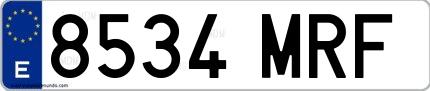 Ejemplo de matrícula de coche ordinaria 8534 MRF