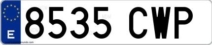 Ejemplo de matrícula española 8535 CWP