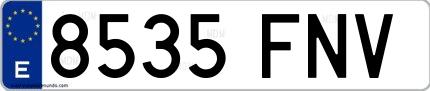 Ejemplo de matrícula española 8535 FNV