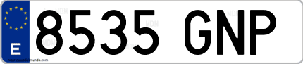 Ejemplo de matrícula de coche ordinaria 8535 GNP