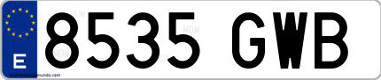 Ejemplo de matrícula española 8535 GWB