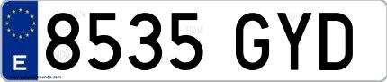 Ejemplo de matrícula española 8535 GYD