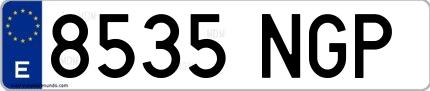 Ejemplo de matrícula española 8535 NGP