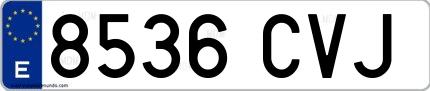 Ejemplo de matrícula española 8536 CVJ