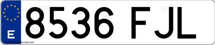 Ejemplo de matrícula española 8536 FJL