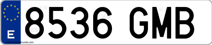 Ejemplo de matrícula de coche ordinaria 8536 GMB