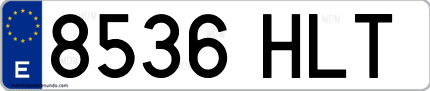 Ejemplo de matrícula de coche ordinaria 8536 HLT