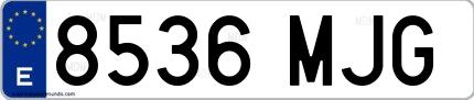 Ejemplo de matrícula española 8536 MJG