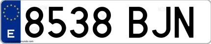 Ejemplo de matrícula española 8538 BJN