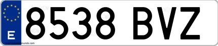 Ejemplo de matrícula española 8538 BVZ