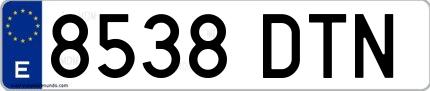 Ejemplo de matrícula española 8538 DTN