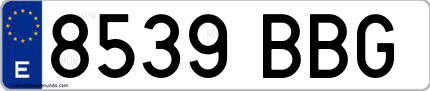 Ejemplo de matrícula española 8539 BBG