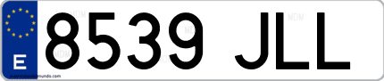 Ejemplo de matrícula de coche ordinaria 8539 JLL