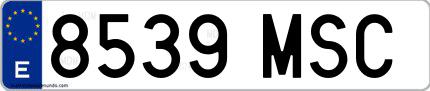 Ejemplo de matrícula española 8539 MSC