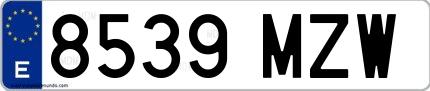 Ejemplo de matrícula española 8539 MZW