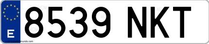 Ejemplo de matrícula española 8539 NKT