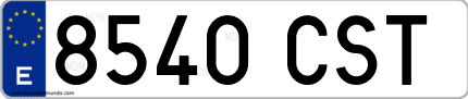 Ejemplo de matrícula de coche ordinaria 8540 CST