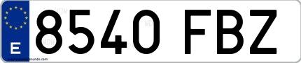 Ejemplo de matrícula española 8540 FBZ