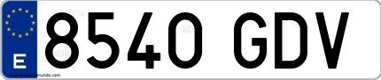 Ejemplo de matrícula española 8540 GDV