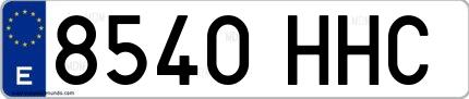 Ejemplo de matrícula española 8540 HHC