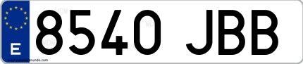 Ejemplo de matrícula española 8540 JBB