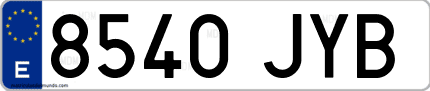 Ejemplo de matrícula de coche ordinaria 8540 JYB