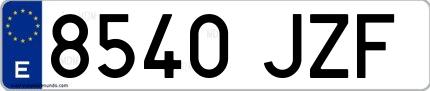 Ejemplo de matrícula española 8540 JZF