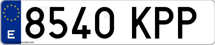 Ejemplo de matrícula de coche ordinaria 8540 KPP