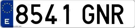 Ejemplo de matrícula española 8541 GNR