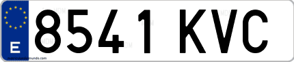 Ejemplo de matrícula de coche ordinaria 8541 KVC