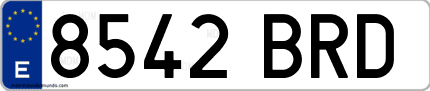 Ejemplo de matrícula de coche ordinaria 8542 BRD