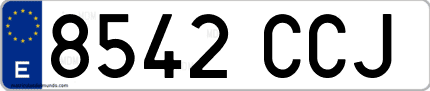 Ejemplo de matrícula de coche ordinaria 8542 CCJ
