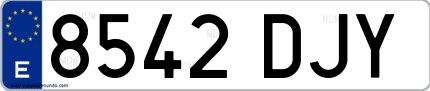 Ejemplo de matrícula española 8542 DJY