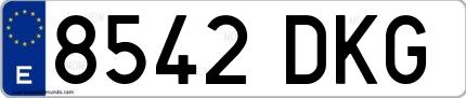 Ejemplo de matrícula española 8542 DKG
