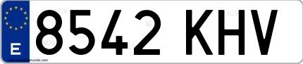 Ejemplo de matrícula española 8542 KHV