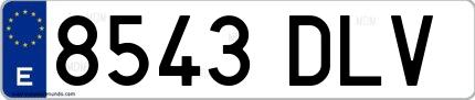 Ejemplo de matrícula española 8543 DLV