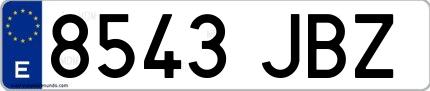 Ejemplo de matrícula española 8543 JBZ