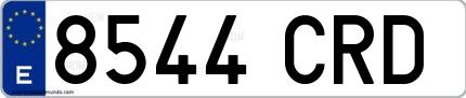 Ejemplo de matrícula española 8544 CRD