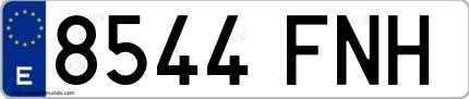 Ejemplo de matrícula española 8544 FNH