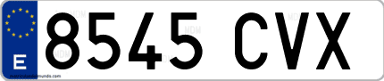 Ejemplo de matrícula de coche ordinaria 8545 CVX