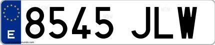 Ejemplo de matrícula española 8545 JLW