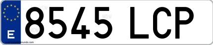 Ejemplo de matrícula española 8545 LCP